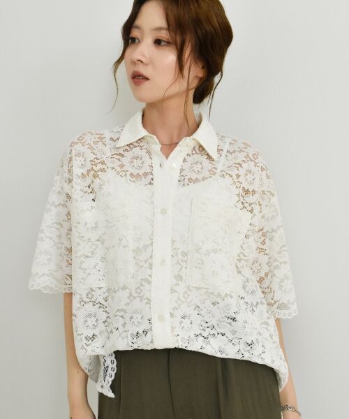 le.coeur blanc / ルクールブラン シャツ・ブラウス | フロントポケットフラワーコードレースシャツ | 詳細13