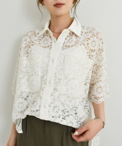 le.coeur blanc / ルクールブラン シャツ・ブラウス | フロントポケットフラワーコードレースシャツ | 詳細14