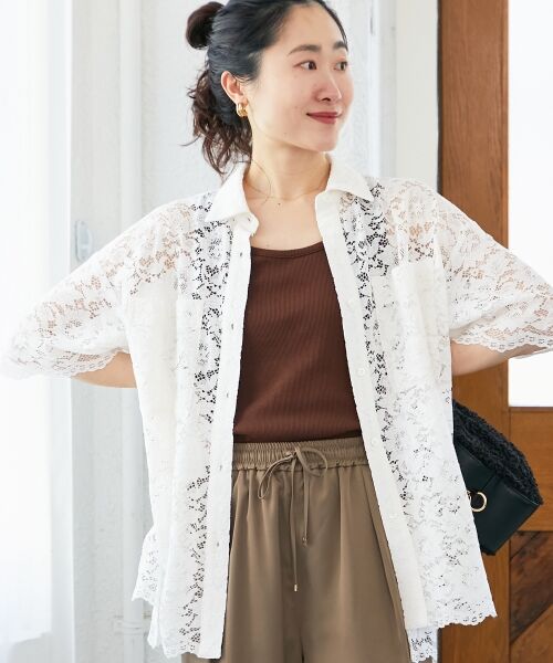 le.coeur blanc / ルクールブラン シャツ・ブラウス | フロントポケットフラワーコードレースシャツ | 詳細2