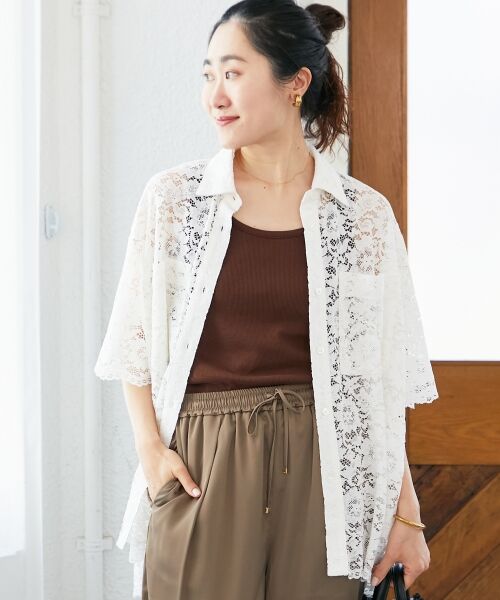 le.coeur blanc / ルクールブラン シャツ・ブラウス | フロントポケットフラワーコードレースシャツ | 詳細3