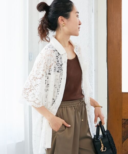 le.coeur blanc / ルクールブラン シャツ・ブラウス | フロントポケットフラワーコードレースシャツ | 詳細4