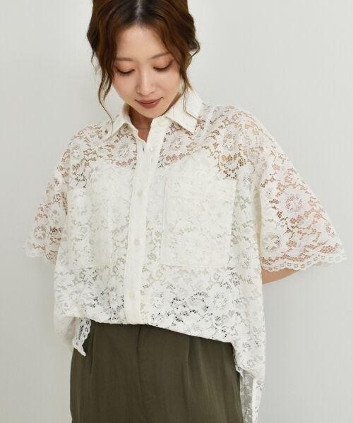 le.coeur blanc / ルクールブラン シャツ・ブラウス | フロントポケットフラワーコードレースシャツ | 詳細9