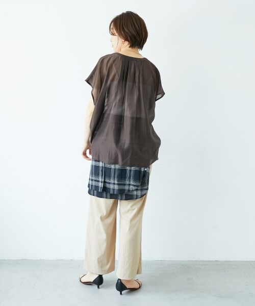 le.coeur blanc / ルクールブラン シャツ・ブラウス | 《手洗い可能》シアーギャザーフレンチ2wayブラウス | 詳細10