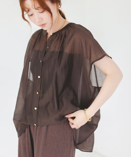 le.coeur blanc / ルクールブラン シャツ・ブラウス | 《手洗い可能》シアーギャザーフレンチ2wayブラウス | 詳細13