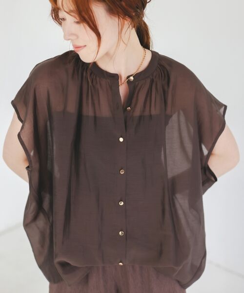 le.coeur blanc / ルクールブラン シャツ・ブラウス | 《手洗い可能》シアーギャザーフレンチ2wayブラウス | 詳細14