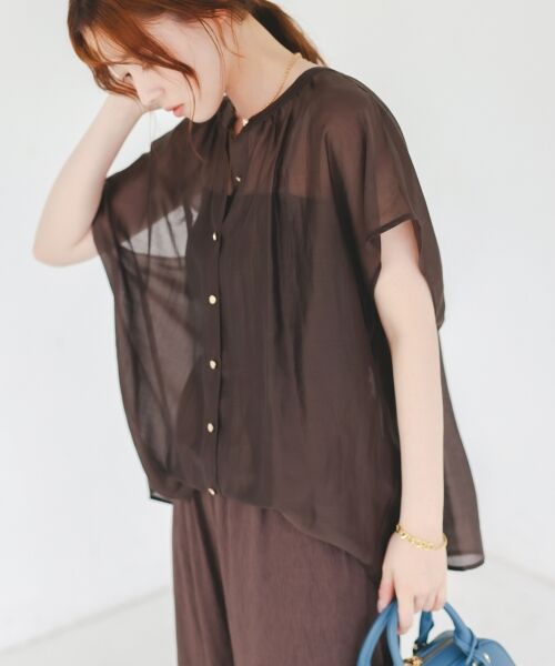 le.coeur blanc / ルクールブラン シャツ・ブラウス | 《手洗い可能》シアーギャザーフレンチ2wayブラウス | 詳細15