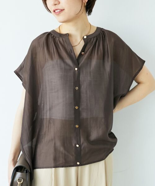 le.coeur blanc / ルクールブラン シャツ・ブラウス | 《手洗い可能》シアーギャザーフレンチ2wayブラウス | 詳細2