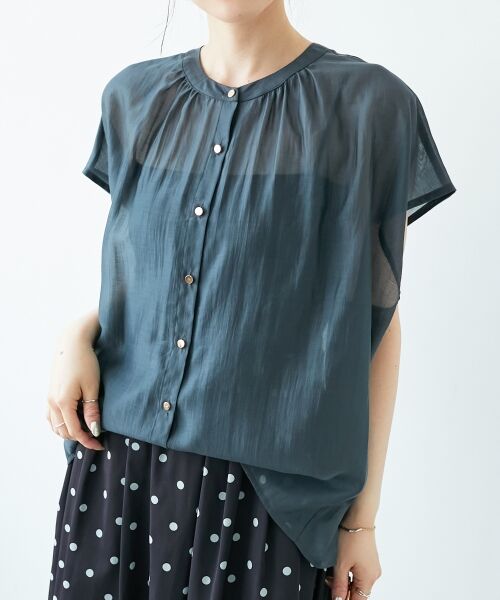 le.coeur blanc / ルクールブラン シャツ・ブラウス | 《手洗い可能》シアーギャザーフレンチ2wayブラウス | 詳細25