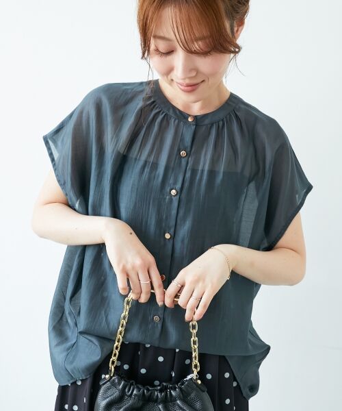 le.coeur blanc / ルクールブラン シャツ・ブラウス | 《手洗い可能》シアーギャザーフレンチ2wayブラウス | 詳細27