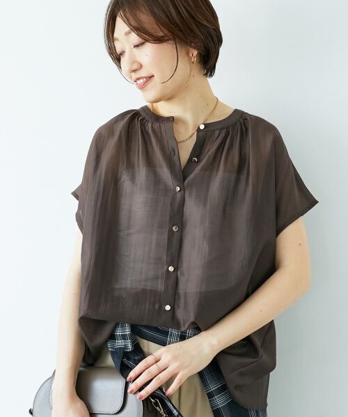 le.coeur blanc / ルクールブラン シャツ・ブラウス | 《手洗い可能》シアーギャザーフレンチ2wayブラウス | 詳細3