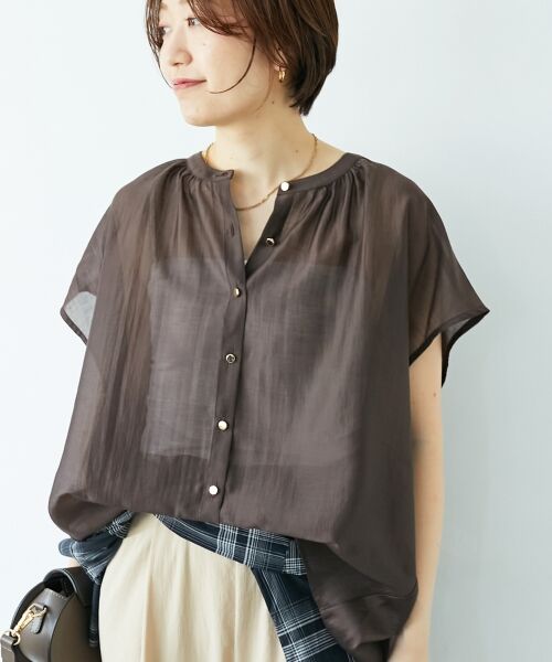 le.coeur blanc / ルクールブラン シャツ・ブラウス | 《手洗い可能》シアーギャザーフレンチ2wayブラウス | 詳細5