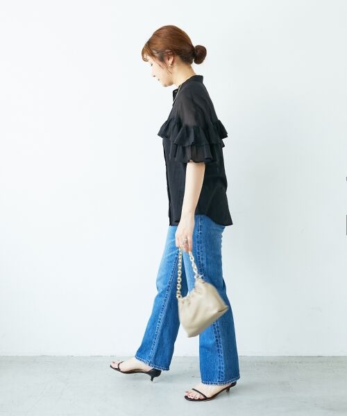 le.coeur blanc / ルクールブラン シャツ・ブラウス | バンドカラーシアーフリルブラウス | 詳細10