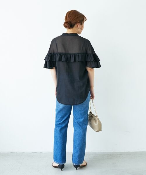 le.coeur blanc / ルクールブラン シャツ・ブラウス | バンドカラーシアーフリルブラウス | 詳細11