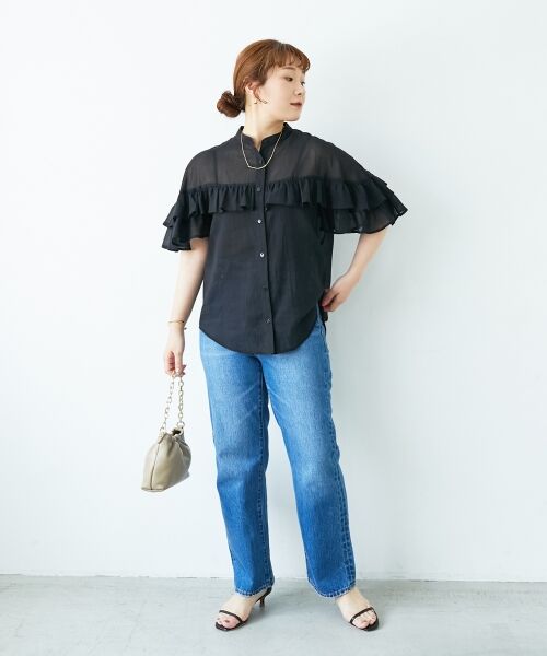 le.coeur blanc / ルクールブラン シャツ・ブラウス | バンドカラーシアーフリルブラウス | 詳細12