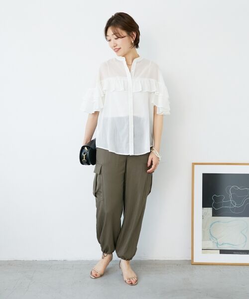 le.coeur blanc / ルクールブラン シャツ・ブラウス | バンドカラーシアーフリルブラウス | 詳細15