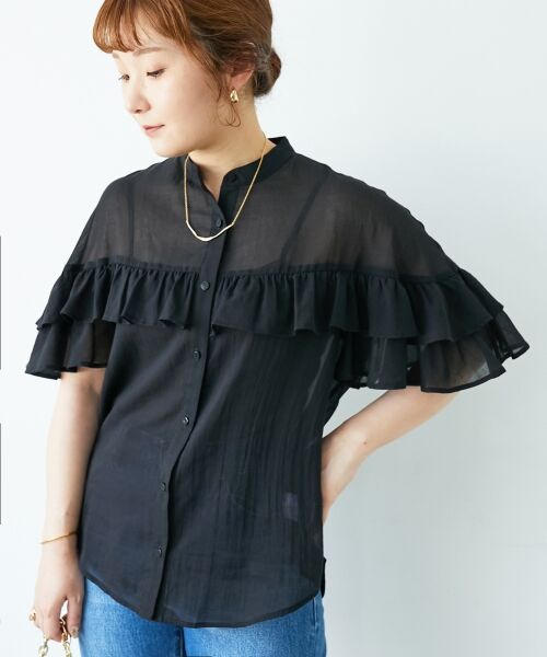 le.coeur blanc / ルクールブラン シャツ・ブラウス | バンドカラーシアーフリルブラウス | 詳細2