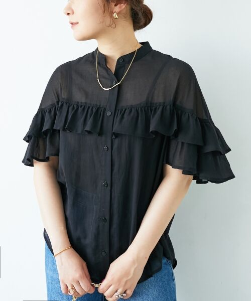 le.coeur blanc / ルクールブラン シャツ・ブラウス | バンドカラーシアーフリルブラウス | 詳細3