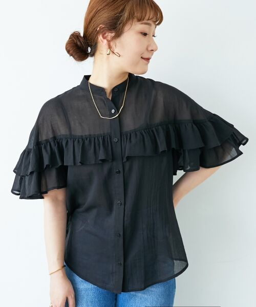 le.coeur blanc / ルクールブラン シャツ・ブラウス | バンドカラーシアーフリルブラウス | 詳細4