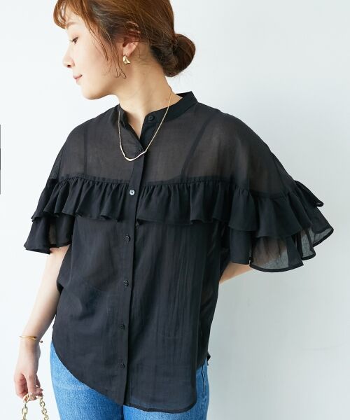 le.coeur blanc / ルクールブラン シャツ・ブラウス | バンドカラーシアーフリルブラウス | 詳細5