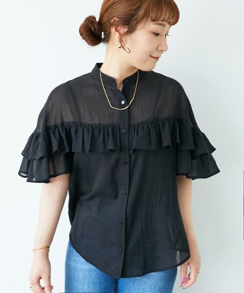 le.coeur blanc / ルクールブラン シャツ・ブラウス | バンドカラーシアーフリルブラウス | 詳細6