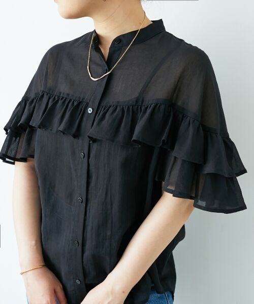 le.coeur blanc / ルクールブラン シャツ・ブラウス | バンドカラーシアーフリルブラウス | 詳細7