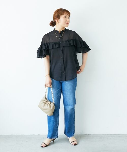 le.coeur blanc / ルクールブラン シャツ・ブラウス | バンドカラーシアーフリルブラウス | 詳細8