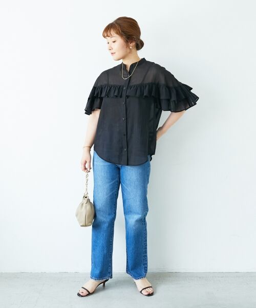 le.coeur blanc / ルクールブラン シャツ・ブラウス | バンドカラーシアーフリルブラウス | 詳細9