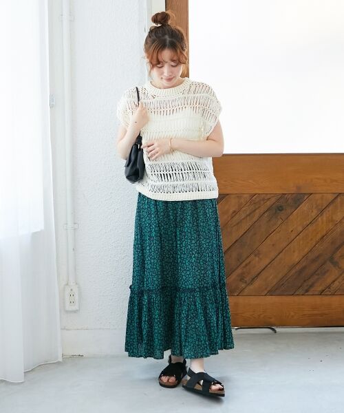 le.coeur blanc / ルクールブラン ロング・マキシ丈スカート | 《手洗い可能》フラワープリントティアードスカート | 詳細10