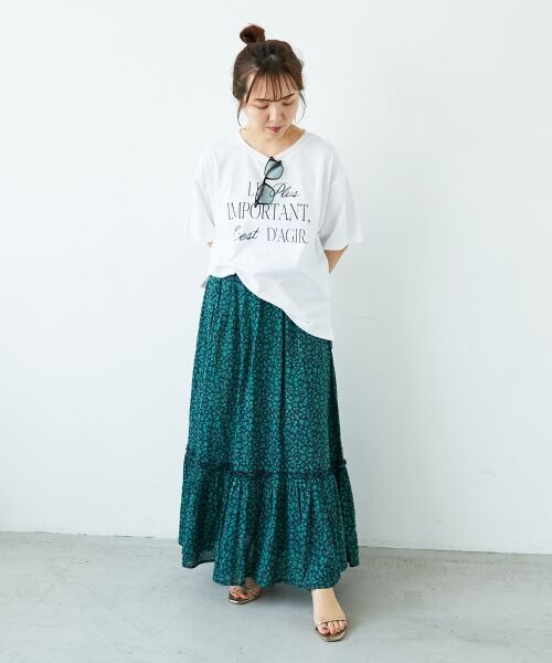 le.coeur blanc / ルクールブラン ロング・マキシ丈スカート | 《手洗い可能》フラワープリントティアードスカート | 詳細14