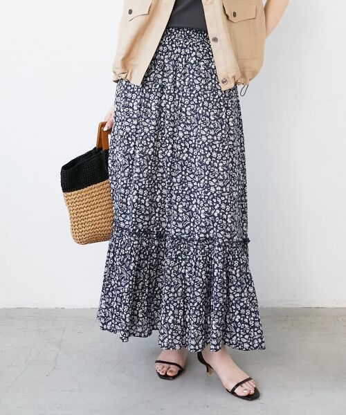 le.coeur blanc / ルクールブラン ロング・マキシ丈スカート | 《手洗い可能》フラワープリントティアードスカート | 詳細2