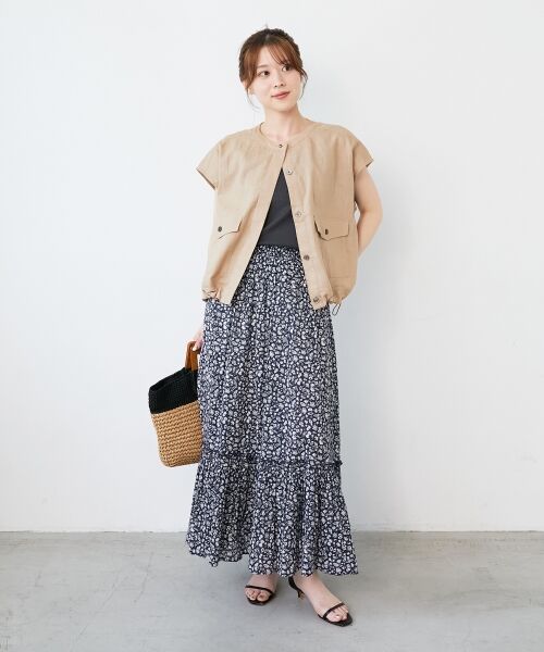 le.coeur blanc / ルクールブラン ロング・マキシ丈スカート | 《手洗い可能》フラワープリントティアードスカート | 詳細3