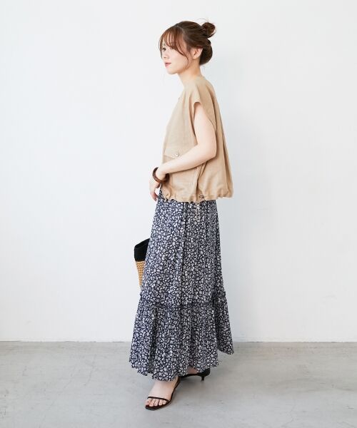 le.coeur blanc / ルクールブラン ロング・マキシ丈スカート | 《手洗い可能》フラワープリントティアードスカート | 詳細6