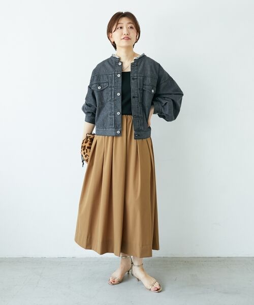 le.coeur blanc / ルクールブラン ロング・マキシ丈スカート | ナイロンストレッチタックギャザースカート | 詳細11