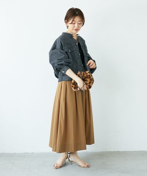 le.coeur blanc / ルクールブラン ロング・マキシ丈スカート | ナイロンストレッチタックギャザースカート | 詳細12