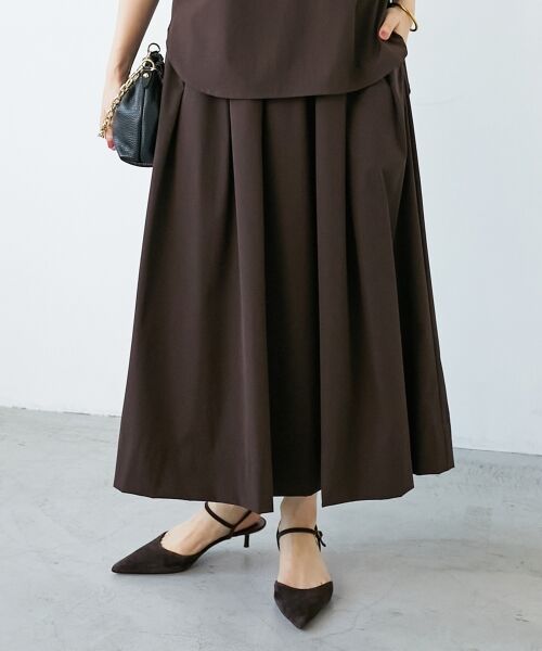 le.coeur blanc / ルクールブラン ロング・マキシ丈スカート | ナイロンストレッチタックギャザースカート | 詳細14