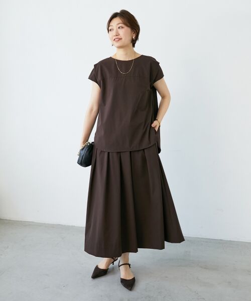 le.coeur blanc / ルクールブラン ロング・マキシ丈スカート | ナイロンストレッチタックギャザースカート | 詳細15