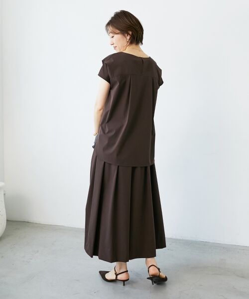 le.coeur blanc / ルクールブラン ロング・マキシ丈スカート | ナイロンストレッチタックギャザースカート | 詳細16