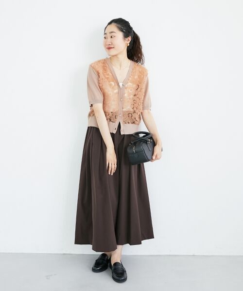 le.coeur blanc / ルクールブラン ロング・マキシ丈スカート | ナイロンストレッチタックギャザースカート | 詳細17