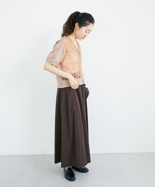 le.coeur blanc / ルクールブラン ロング・マキシ丈スカート | ナイロンストレッチタックギャザースカート | 詳細18