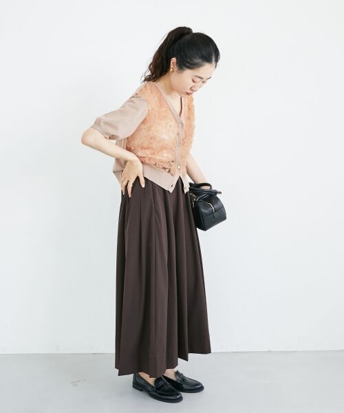 le.coeur blanc / ルクールブラン ロング・マキシ丈スカート | ナイロンストレッチタックギャザースカート | 詳細19