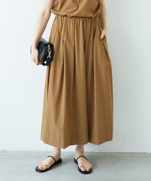 le.coeur blanc / ルクールブラン ロング・マキシ丈スカート | ナイロンストレッチタックギャザースカート | 詳細2