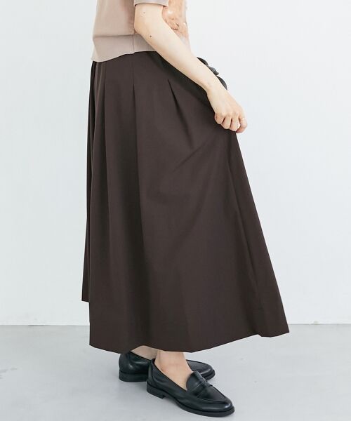 le.coeur blanc / ルクールブラン ロング・マキシ丈スカート | ナイロンストレッチタックギャザースカート | 詳細23