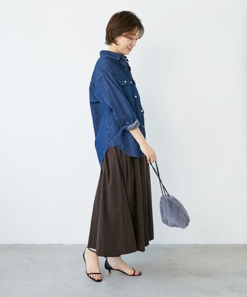 le.coeur blanc / ルクールブラン ロング・マキシ丈スカート | ナイロンストレッチタックギャザースカート | 詳細26