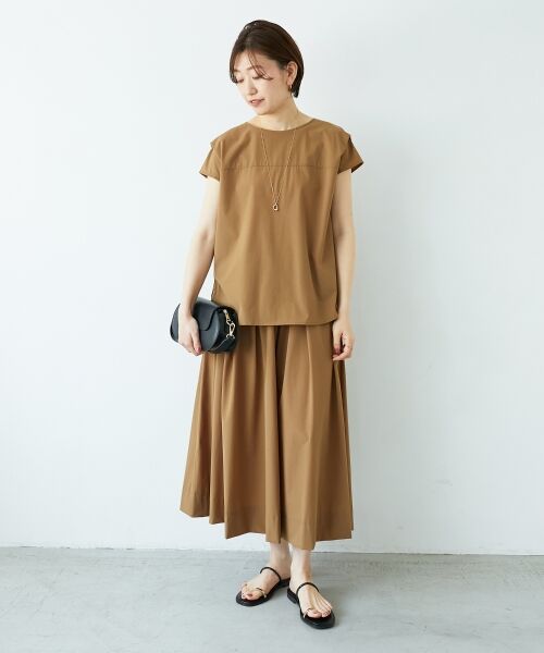 le.coeur blanc / ルクールブラン ロング・マキシ丈スカート | ナイロンストレッチタックギャザースカート | 詳細3