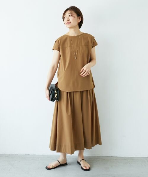 le.coeur blanc / ルクールブラン ロング・マキシ丈スカート | ナイロンストレッチタックギャザースカート | 詳細4