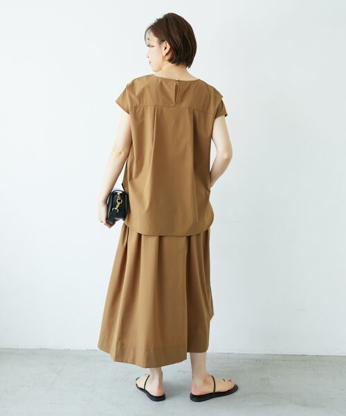 le.coeur blanc / ルクールブラン ロング・マキシ丈スカート | ナイロンストレッチタックギャザースカート | 詳細5