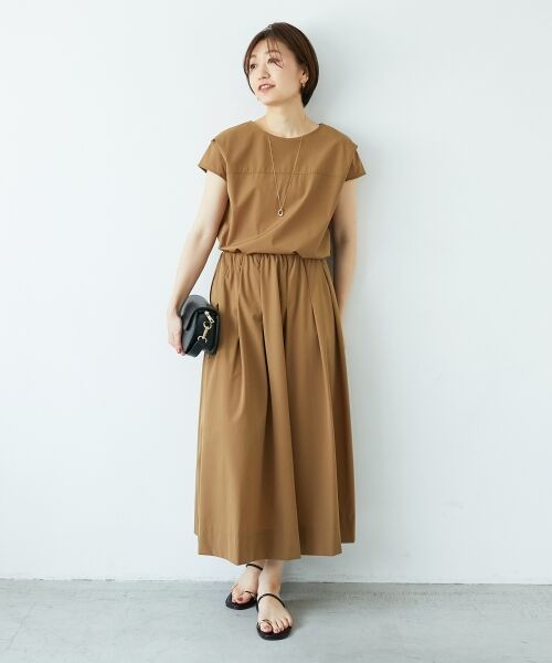 le.coeur blanc / ルクールブラン ロング・マキシ丈スカート | ナイロンストレッチタックギャザースカート | 詳細6