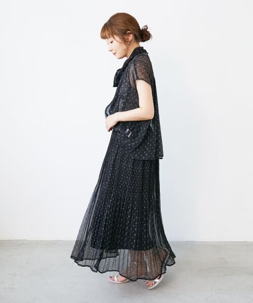 le.coeur blanc / ルクールブラン ロング・マキシ丈スカート | 楊柳フラワープリントランダムプリーツスカート | 詳細11