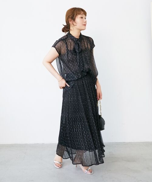 le.coeur blanc / ルクールブラン ロング・マキシ丈スカート | 楊柳フラワープリントランダムプリーツスカート | 詳細13