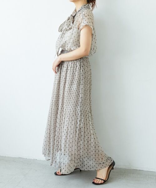 le.coeur blanc / ルクールブラン ロング・マキシ丈スカート | 楊柳フラワープリントランダムプリーツスカート | 詳細3